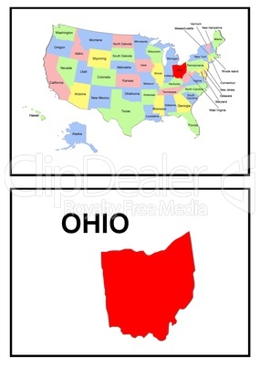 USA Landkarte Staat Ohio