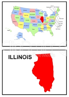 USA Landkarte Staat Illinois