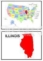 USA Landkarte Staat Illinois
