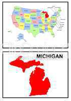 USA Landkarte Staat Michigan