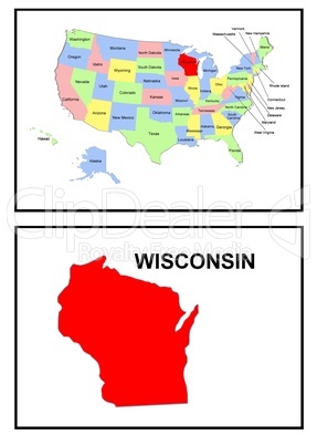 USA Landkarte Staat Wisconsin