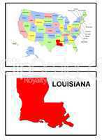 USA Landkarte Staat Lousiana