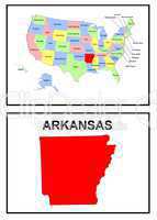USA Landkarte Staat Arkansas