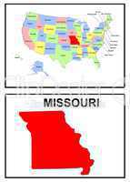 USA Landkarte Staat Missouri