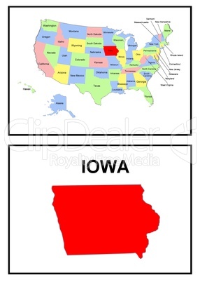 USA Landkarte Staat Iowa