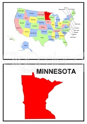 USA Landkarte Staat Minnesota