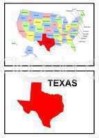USA Landkarte Staat Texas