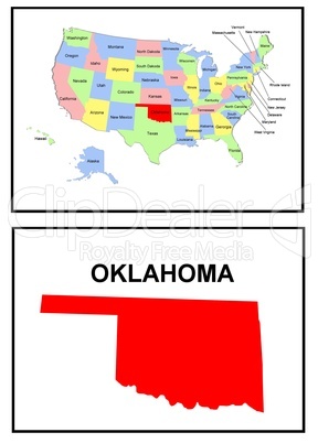 USA Landkarte Staat Oklahoma