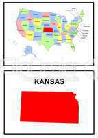 USA Landkarte Staat Kansas