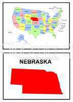 USA Landkarte Staat Nebraska