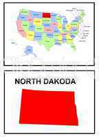 USA Landkarte Staat North Dakota