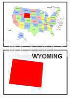 USA Landkarte Staat Wyoming