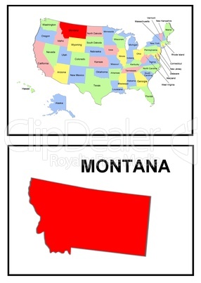 USA Landkarte Staat Montana