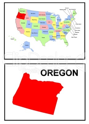 USA Landkarte Staat Oregon