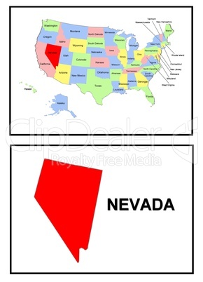 USA Landkarte Staat Nevada