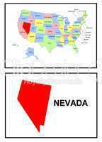 USA Landkarte Staat Nevada