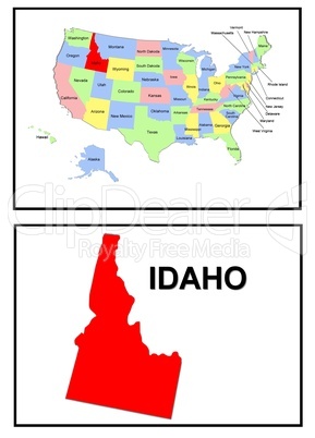 USA Landkarte Staat Idaho