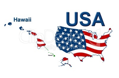USA Landkarte Staat Stars & Stripes Hawaii