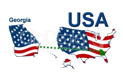 USA Landkarte Staat Stars & Stripes Georgia