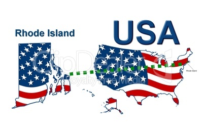 USA Landkarte Staat Stars & Stripes Rhode island