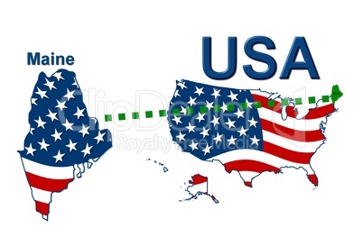 USA Landkarte Staat Stars & Stripes Maine