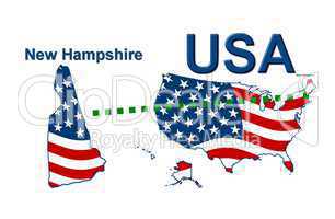 USA Landkarte Staat Stars & Stripes New Hampshire