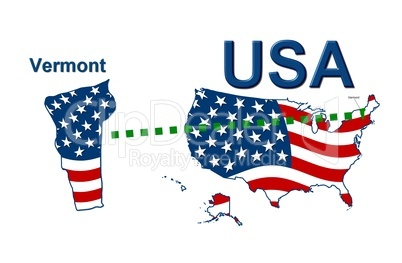 USA Landkarte Staat Stars & Stripes Vermont