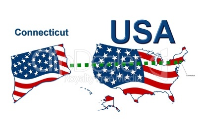 USA Landkarte Staat Stars & Stripes Connecticut