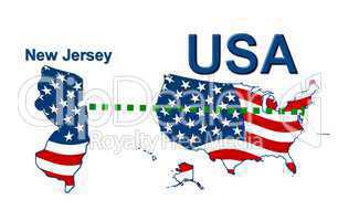 USA Landkarte Staat Stars & Stripes New Jersey