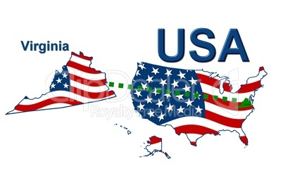 USA Landkarte Staat Stars & Stripes Virginia