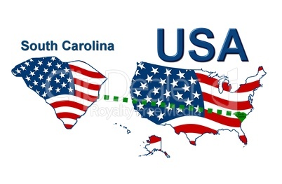 USA Landkarte Staat Stars & Stripes South Carolina