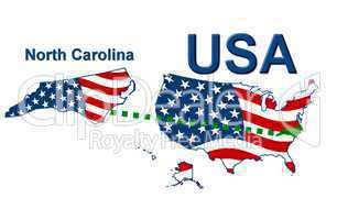 USA Landkarte Staat Stars & Stripes North Carolina