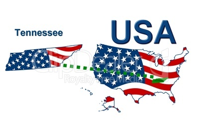 USA Landkarte Staat Stars & Stripes tennessee