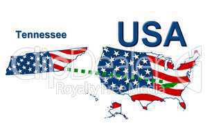 USA Landkarte Staat Stars & Stripes tennessee