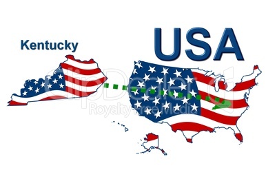 USA Landkarte Staat Stars & Stripes kentucky