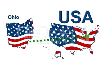 USA Landkarte Staat Stars & Stripes Ohio