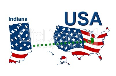 USA Landkarte Staat Stars & Stripes Indiana