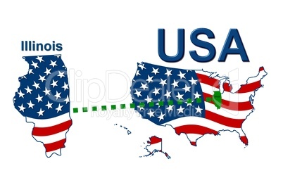 USA Landkarte Staat Stars & Stripes illinois