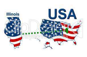 USA Landkarte Staat Stars & Stripes illinois