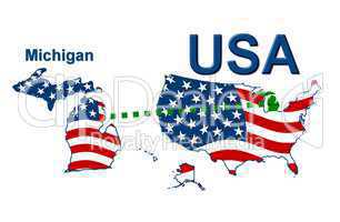 USA Landkarte Staat Stars & Stripes Michigan
