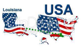 USA Landkarte Staat Stars & Stripes Louisiana