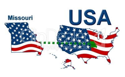 USA Landkarte Staat Stars & Stripes Missouri