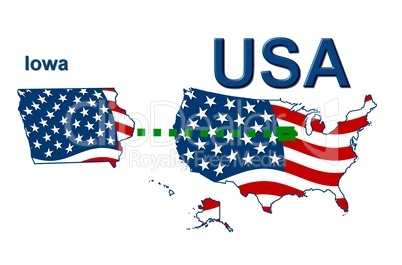 USA Landkarte Staat Stars & Stripes iowa