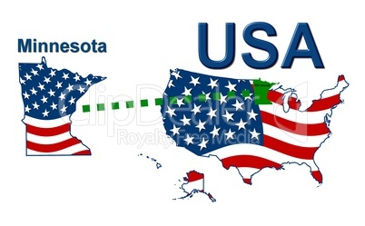 USA Landkarte Staat Stars & Stripes Minnesota