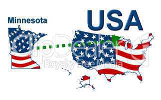 USA Landkarte Staat Stars & Stripes Minnesota