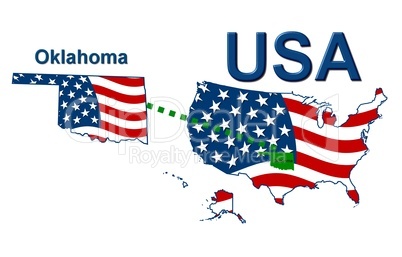 USA Landkarte Staat Stars & Stripes Oklahoma