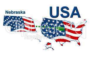 USA Landkarte Staat Stars & Stripes Nebraska