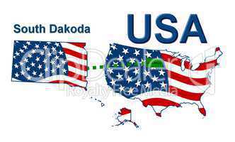 USA Landkarte Staat Stars & Stripes South Dakota