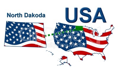 USA Landkarte Staat Stars & Stripes North Dakota