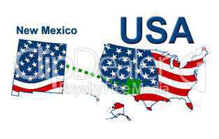 USA Landkarte Staat Stars & Stripes   New Mexico